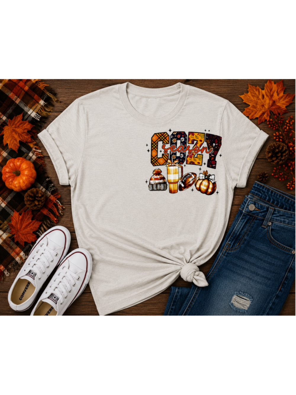 New Fall Casual Cream Cozy Colorful Graphic Short Sleeve Women Tee Shirt XL